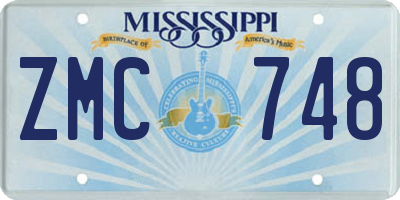 MS license plate ZMC748