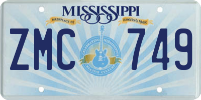 MS license plate ZMC749