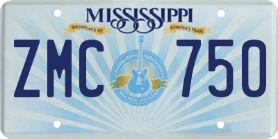 MS license plate ZMC750