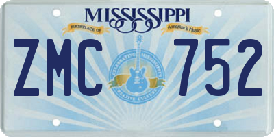 MS license plate ZMC752