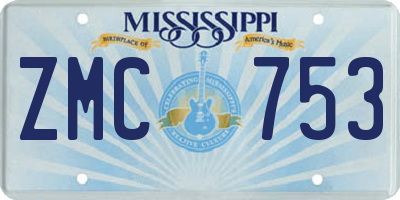 MS license plate ZMC753