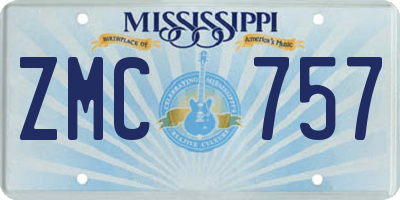MS license plate ZMC757