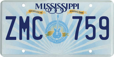 MS license plate ZMC759