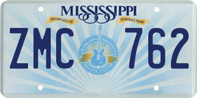 MS license plate ZMC762