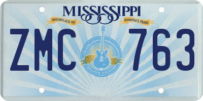 MS license plate ZMC763