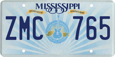 MS license plate ZMC765