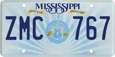 MS license plate ZMC767