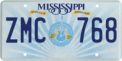 MS license plate ZMC768
