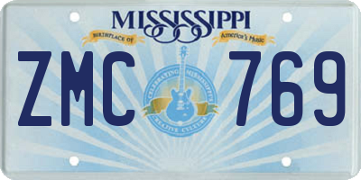 MS license plate ZMC769