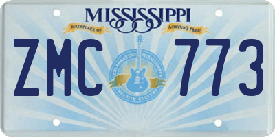 MS license plate ZMC773