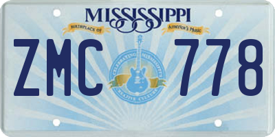 MS license plate ZMC778