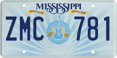 MS license plate ZMC781