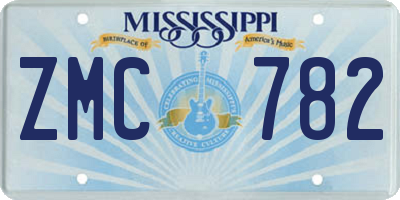 MS license plate ZMC782