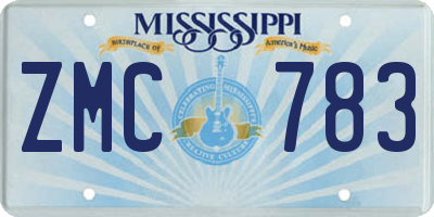 MS license plate ZMC783