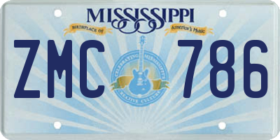 MS license plate ZMC786