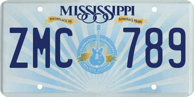 MS license plate ZMC789