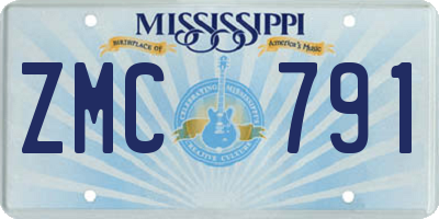 MS license plate ZMC791