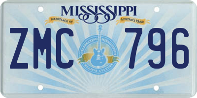 MS license plate ZMC796