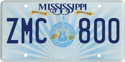 MS license plate ZMC800
