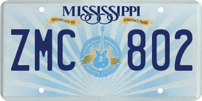 MS license plate ZMC802