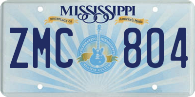 MS license plate ZMC804