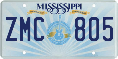 MS license plate ZMC805
