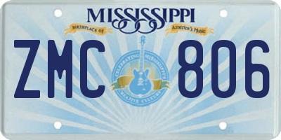 MS license plate ZMC806