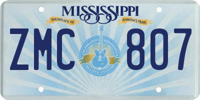 MS license plate ZMC807