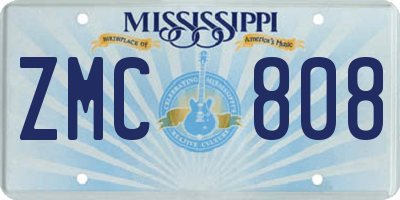 MS license plate ZMC808