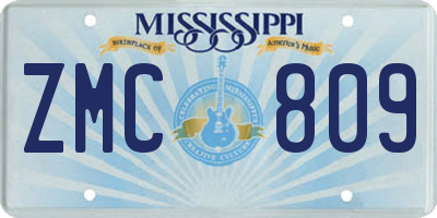 MS license plate ZMC809