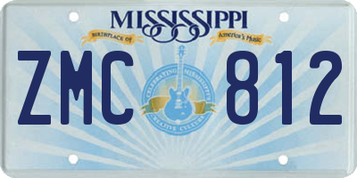 MS license plate ZMC812