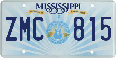 MS license plate ZMC815
