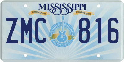 MS license plate ZMC816
