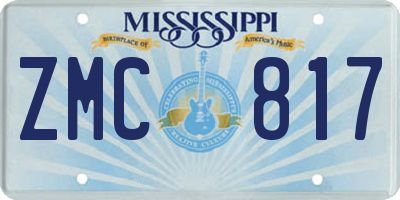 MS license plate ZMC817