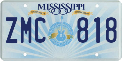 MS license plate ZMC818