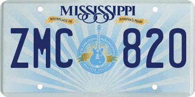 MS license plate ZMC820