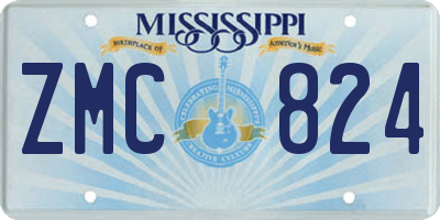 MS license plate ZMC824