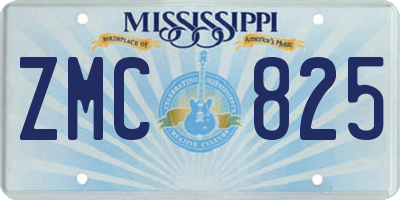 MS license plate ZMC825