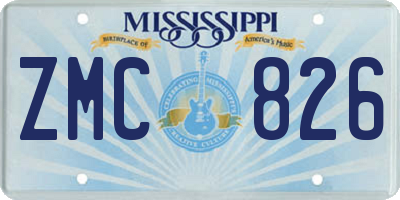 MS license plate ZMC826