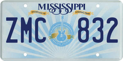 MS license plate ZMC832