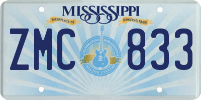 MS license plate ZMC833