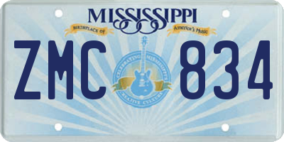 MS license plate ZMC834