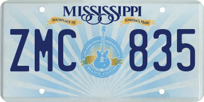 MS license plate ZMC835