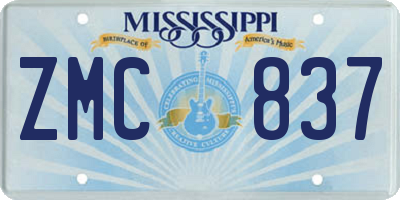 MS license plate ZMC837