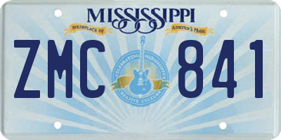 MS license plate ZMC841