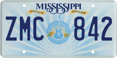 MS license plate ZMC842