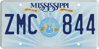 MS license plate ZMC844