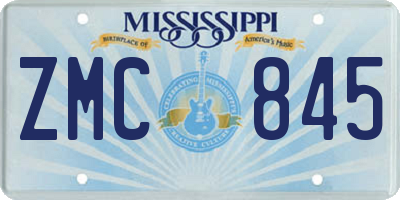 MS license plate ZMC845