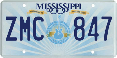MS license plate ZMC847