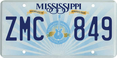 MS license plate ZMC849
